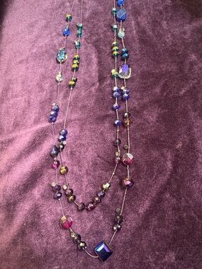 Multi-Color Faceted Glass Bead Long Necklace - Women's Jewelry